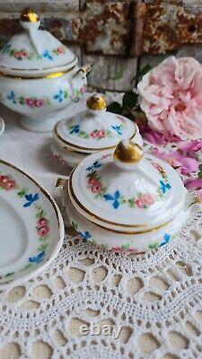 Ancienne Dinette Soupiere Et Assiettes Porcelaine Pour Enfant Poupee