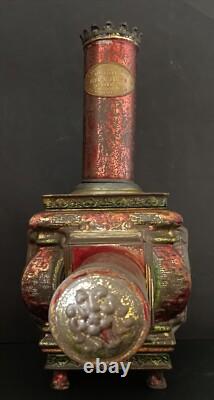 Ancienne Lanterne Magnifique LAPIERRE en tôle polychrome à Têtes de Lions 19ième