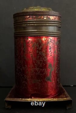 Ancienne Lanterne Magnifique LAPIERRE en tôle polychrome à Têtes de Lions 19ième