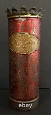 Ancienne Lanterne Magnifique LAPIERRE en tôle polychrome à Têtes de Lions 19ième