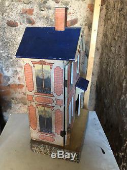 Ancienne Maison de Poupée Antique Dollhouse Lithographed Miniature Toy 19th