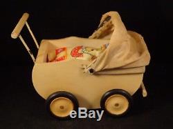 Ancienne rare poussette en bois bébé landau miniature EAS 1950