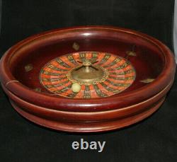 Ancienne roulette acajou Casino avec 0 & 00- Tambour Bois -31 cm H 6 cm