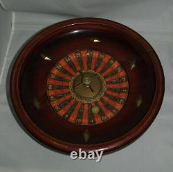 Ancienne roulette acajou Casino avec 0 & 00- Tambour Bois -31 cm H 6 cm