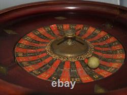 Ancienne roulette acajou Casino avec 0 & 00- Tambour Bois -31 cm H 6 cm