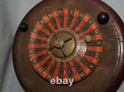 Ancienne roulette acajou Casino avec 0 & 00- Tambour Bois -31 cm H 6 cm