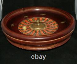 Ancienne roulette acajou Casino avec 0 & 00- Tambour Bois -31 cm H 6 cm