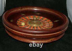 Ancienne roulette acajou Casino avec 0 & 00- Tambour Bois -31 cm H 6 cm