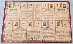 Antique 9 plaques cartes cartons jeu loto Rois Empereurs jouet ancien