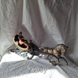 Antique calèche, traineau cheval et dame en fonte-collection-curiosité