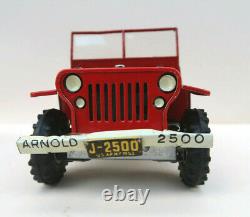 Arnold Jeep 2500 Rouge Rot 17 Cm Tole litho Mecanique + Boite Germany 1953