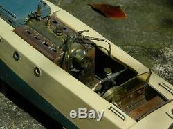 Bateau vapeur maquette ancienne 1950 canot automobile vintage steam boat