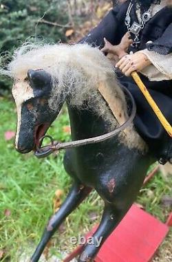 Beau jouet à Bascule CAVALIERE SUR SON CHEVAL début 1900 sortie grenier