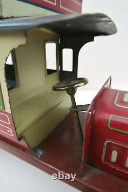 Bing Rare Autobus à Imperiale 25,5 Cm Mecanique Tole litho Etat Superbe 1910
