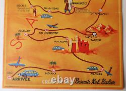 Biscuits Balier Planche Jeu Traversée du Sahara 41,5x22,5 Cm Henri Lhote 1930