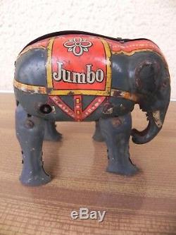 Blomer & Schüler, Germany Tin Jumbo Elephant with clockwork motor, jouet tole
