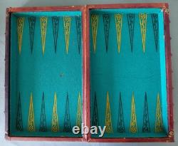 Boîte de jeu de Backgammon ancien Jacquet coffret 2 livres en cuir (Complet)