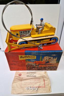 Bulldozer électrique en boite d'origine Joustra jouet ancien en tôle
