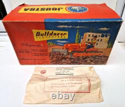Bulldozer électrique en boite d'origine Joustra jouet ancien en tôle