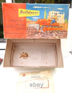 Bulldozer électrique en boite d'origine Joustra jouet ancien en tôle