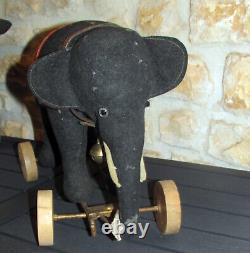 C1915 elephant steiff ancien en feutre sur roues steiff elephant pull toy