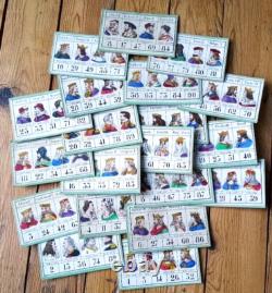 C. 1865 BEAUX CARTONS DE JEU ANCIEN Loto des Rois de France NARCON