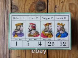 C. 1865 BEAUX CARTONS DE JEU ANCIEN Loto des Rois de France NARCON