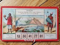 C. 1870 Tres Rares Cartons De Jeu Ancien Loto Geographique Bussiere Coudert