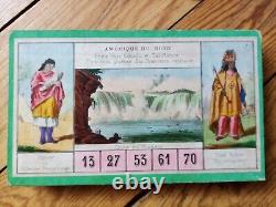 C. 1870 Tres Rares Cartons De Jeu Ancien Loto Geographique Bussiere Coudert