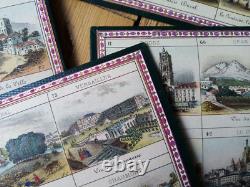 C. 1880 GRANDS CARTONS DE JEU ANCIEN Loto Géographique LION ou WATILLIAUX