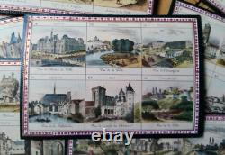 C. 1880 GRANDS CARTONS DE JEU ANCIEN Loto Géographique LION ou WATILLIAUX