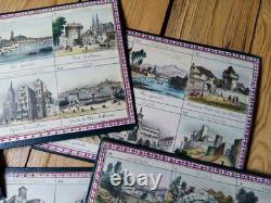 C. 1880 GRANDS CARTONS DE JEU ANCIEN Loto Géographique LION ou WATILLIAUX