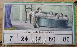 C. 1880 TRES RARES CARTONS DE JEU ANCIEN LOTO COMIQUE Narçon Janin