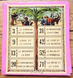 C. 1890 ANCIEN LOTO NOUVEAU JEU DES FABLES DE LA FONTAINE Léon SAUSSINE