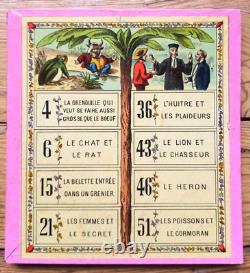 C. 1890 ANCIEN LOTO NOUVEAU JEU DES FABLES DE LA FONTAINE Léon SAUSSINE
