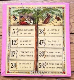 C. 1890 ANCIEN LOTO NOUVEAU JEU DES FABLES DE LA FONTAINE Léon SAUSSINE