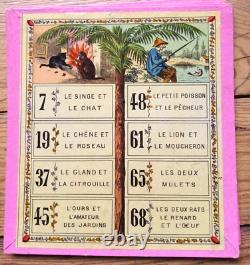 C. 1890 ANCIEN LOTO NOUVEAU JEU DES FABLES DE LA FONTAINE Léon SAUSSINE