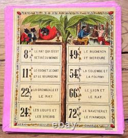 C. 1890 ANCIEN LOTO NOUVEAU JEU DES FABLES DE LA FONTAINE Léon SAUSSINE