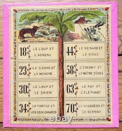 C. 1890 ANCIEN LOTO NOUVEAU JEU DES FABLES DE LA FONTAINE Léon SAUSSINE