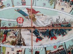 C. 1890 Ancien Grand Plateau Le Regiment Jeu De L'oie Militaria MD
