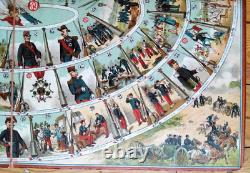 C. 1890 Ancien Grand Plateau Le Regiment Jeu De L'oie Militaria MD