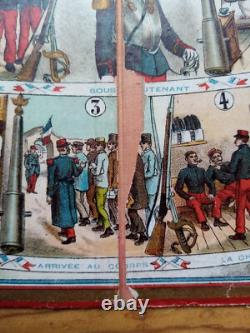 C. 1890 Ancien Grand Plateau Le Regiment Jeu De L'oie Militaria MD