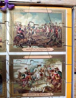 C. 1900 RARE GRAND JEU ANCIEN PUZZLE Tableaux militaires Militaria 45 x 33