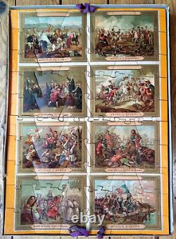 C. 1900 RARE GRAND JEU ANCIEN PUZZLE Tableaux militaires Militaria 45 x 33