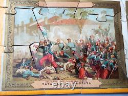 C. 1900 RARE GRAND JEU ANCIEN PUZZLE Tableaux militaires Militaria 45 x 33