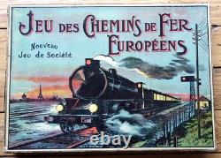 C. 1900 TRES GRAND JEU DE L'OIE DES CHEMINS DE FER EUROPEENS Léon SAUSSINE