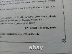 C. 1900 TRES GRAND JEU DE L'OIE DES CHEMINS DE FER EUROPEENS Léon SAUSSINE