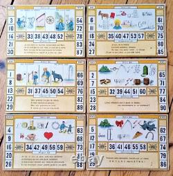 C. 1910 LOT COMPLET DE CARTONS DE JEU ANCIEN Loto Rébus REVENAZ & TABERNAT