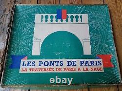 C. 1930 TRES RARE ANCIEN JEU LES PONTS DE PARIS Traversée de Paris à la nage