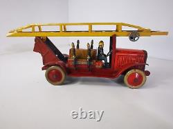 Camion de Pompier Mécanique JEP en Tôle Rare Années 20/30 Fonctionnel